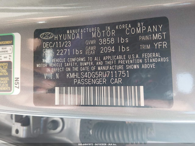 Aukcja sprzedaży 2024 Hyundai Elantra Sel, vin: KMHLS4DG5RU711751, numer aukcji: 44841972