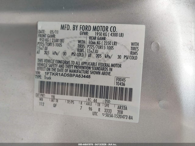2011 FORD RANGER 1FTKR1AD5BPA63448 Photo 8