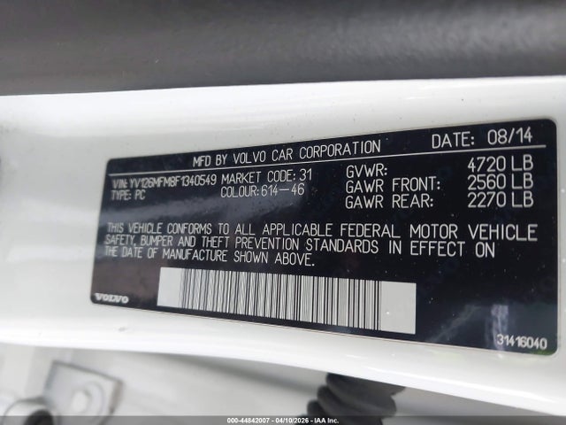 2015 VOLVO S60 YV126MFM8F1340549 Photo 8