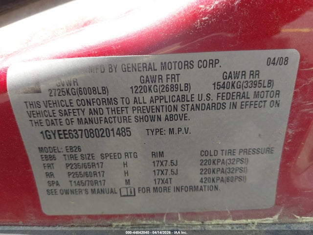 2008 CADILLAC SRX 1GYEE637080201485 Photo 8