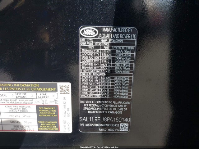 SAL1L9FU8PA150140 Land Rover Range Rover Sport Se Dynamic