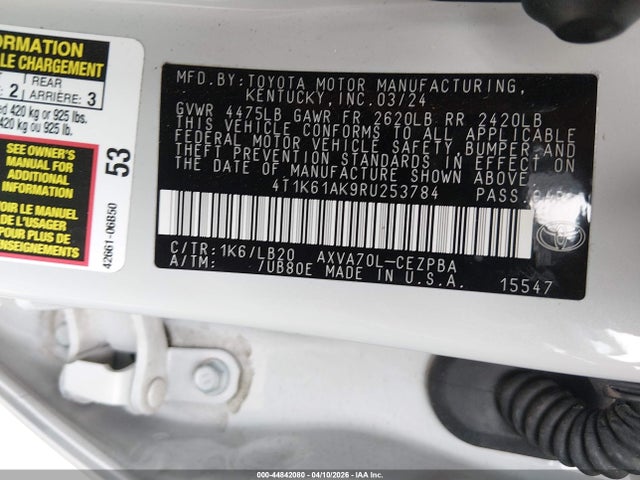 2024 TOYOTA CAMRY 4T1K61AK9RU253784 Photo 8