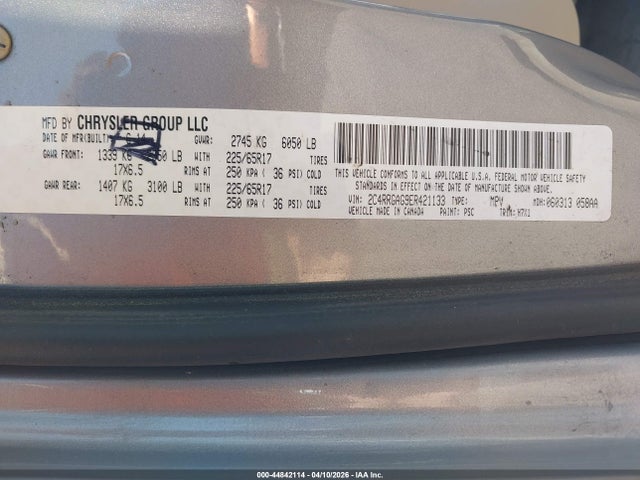 Продажа на аукционе авто 2014 Ram Cargo Tradesman, vin: 2C4RRGAG9ER421133, номер лота: 44842114