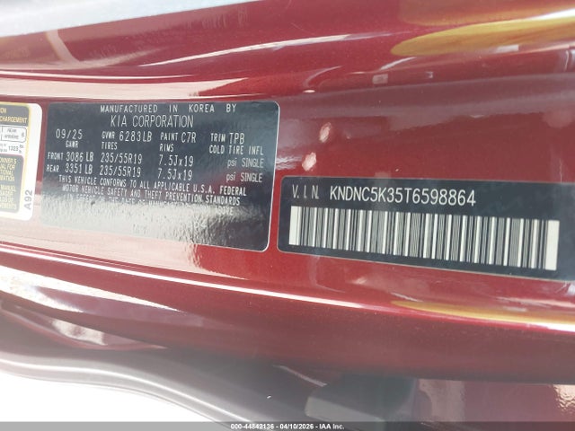 Продажа на аукционе авто 2026 Kia Carnival Mpv Ex, vin: KNDNC5K35T6598864, номер лота: 44842136