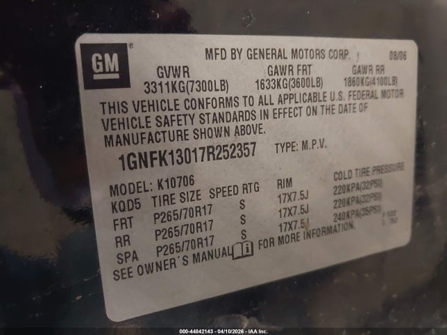 2007 CHEVROLET TAHOE 1GNFK13017R252357 Photo 8