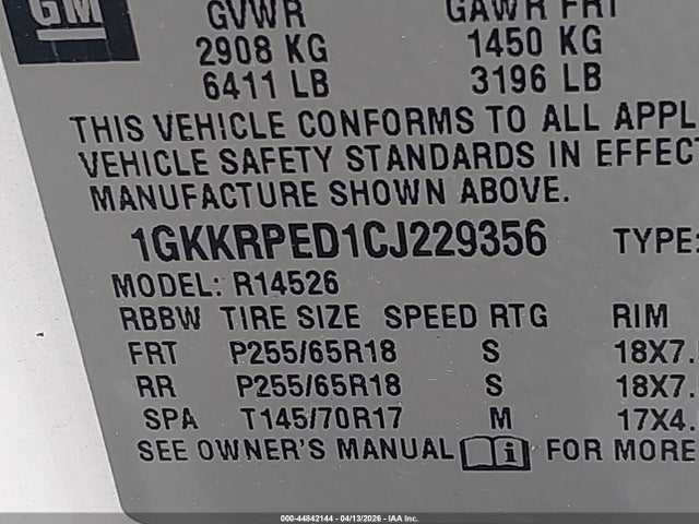 2012 Gmc Acadia Sle მანქანა იყიდება აუქციონზე, vin: 1GKKRPED1CJ229356, აუქციონის ნომერი: 44842144
