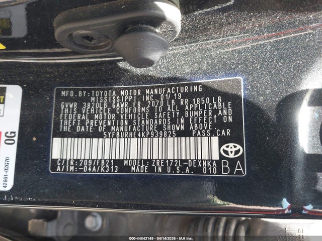 Toyota COROLLA LE 2019 5YFBURHE4KP939825 Image 9