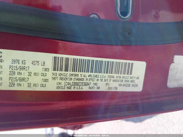 Aukcja sprzedaży 2014 Jeep Compass Sport, vin: 1C4NJDBB6ED536847, numer aukcji: 44842168