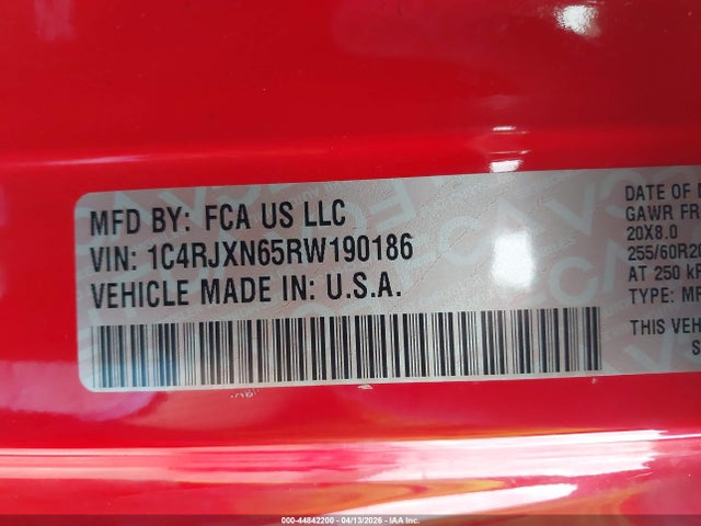 44842200 :رقم المزاد ، 1C4RJXN65RW190186 vin ، 2024 Jeep Wrangler 4xe Sport S 4xe مزاد بيع