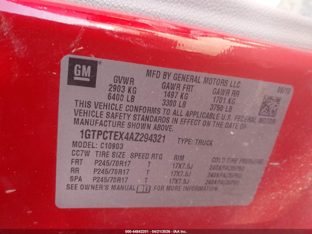 Продаж на аукціоні авто 2010 Gmc Sierra 1500 Work Truck, vin: 1GTPCTEX4AZ294321, номер лоту: 44842201
