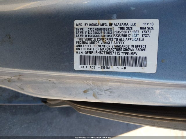 2014 HONDA ODYSSEY 5FNRL5H67EB057115 Photo 8
