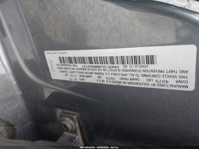 Aukcja sprzedaży 2011 Volkswagen Jetta 2.0l S, vin: 3VW2K7AJ8BM060737, numer aukcji: 44842244
