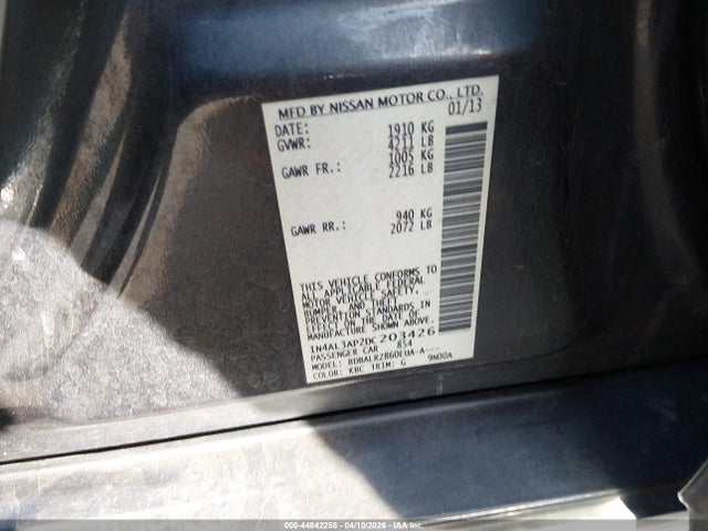 Aukcja sprzedaży 2013 Nissan Altima 2.5 S, vin: 1N4AL3AP2DC203426, numer aukcji: 44842258