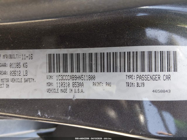 2017 Chrysler 200 Limited Platinum მანქანა იყიდება აუქციონზე, vin: 1C3CCCAB9HN511800, აუქციონის ნომერი: 44842286