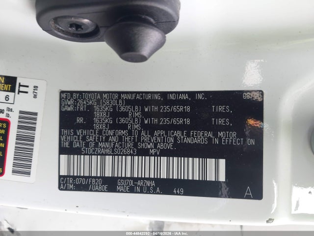 5TDCZRAH6LS026843 Toyota Highlander L