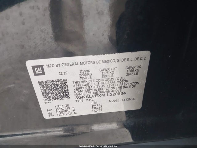 Aukcja sprzedaży 2020 Gmc Terrain Awd Slt, vin: 3GKALVEX4LL220834, numer aukcji: 44842305