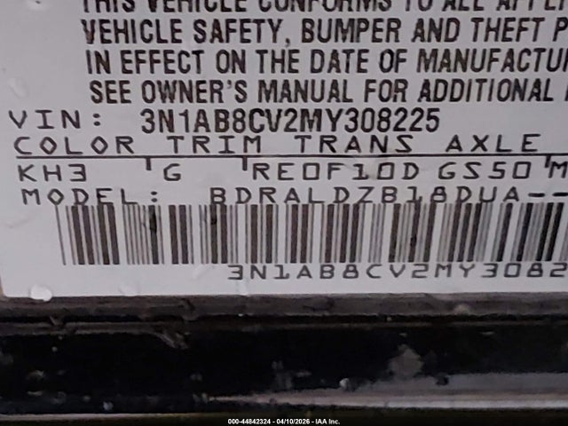 3N1AB8CV2MY308225 Nissan Sentra Sv Xtronic Cvt