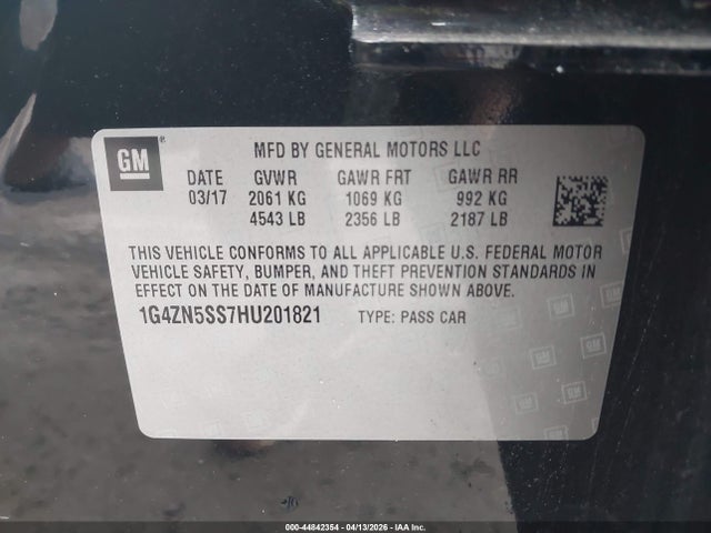 44842354 :رقم المزاد ، 1G4ZN5SS7HU201821 vin ، 2017 Buick Lacrosse Preferred مزاد بيع