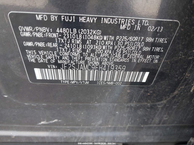 2014 SUBARU FORESTER JF2SJAMC9EH419359 Photo 8
