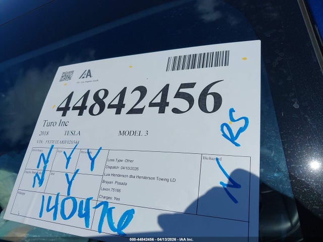 Aukcja sprzedaży 2018 Tesla Model 3 Long Range/mid Range, vin: 5YJ3E1EA8JF020344, numer aukcji: 44842456