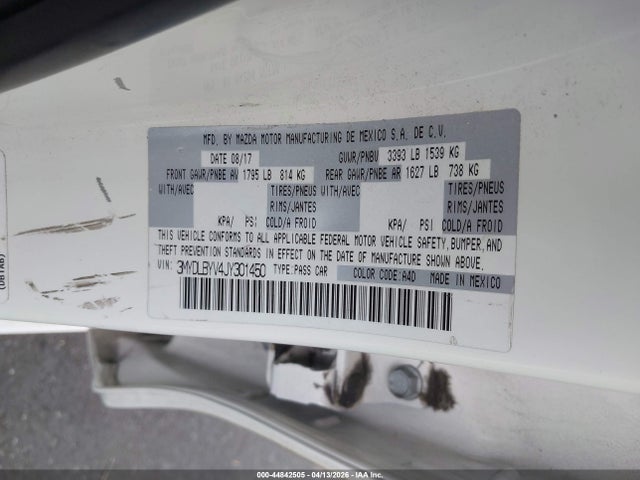 3MYDLBYV4JY301450 Toyota YARIS IA