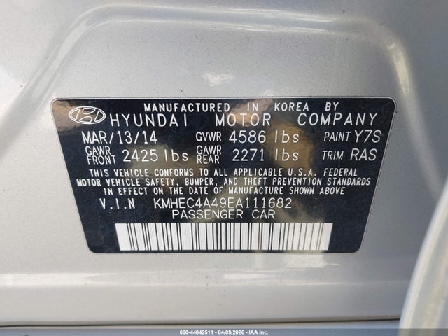 Hyundai Sonata Hybrid Limited 2014 KMHEC4A49EA111682 Image 9