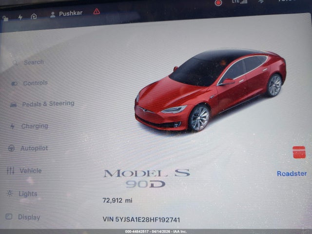 Aukcja sprzedaży 2017 Tesla Model S 100d/60d/75d/90d/p100d, vin: 5YJSA1E28HF192741, numer aukcji: 44842517