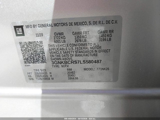 Продажа на аукционе авто 2020 Chevrolet Blazer Fwd 2lt, vin: 3GNKBCRS7LS580487, номер лота: 44842534