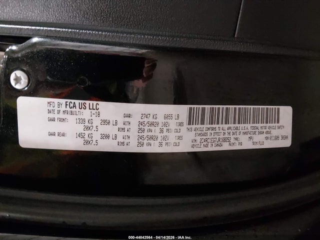 44842564 :رقم المزاد ، 2C4RC1EG7JR168252 vin ، 2018 Chrysler Pacifica Touring L Plus مزاد بيع