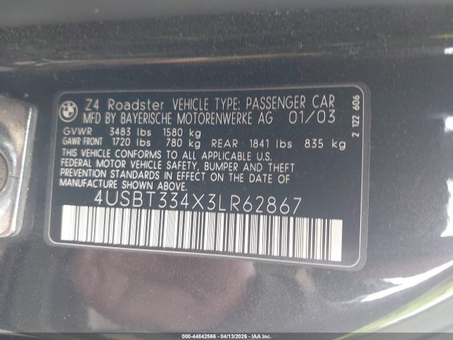 2003 BMW Z4 4USBT334X3LR62867 Photo 8