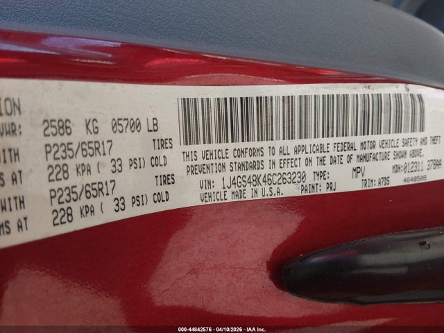 Продаж на аукціоні авто 2006 Jeep Grand Cherokee Laredo, vin: 1J4GS48K46C263230, номер лоту: 44842576