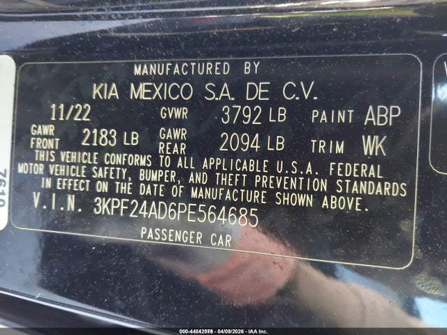Продажа на аукционе авто 2023 Kia Forte Lxs, vin: 3KPF24AD6PE564685, номер лота: 44842578
