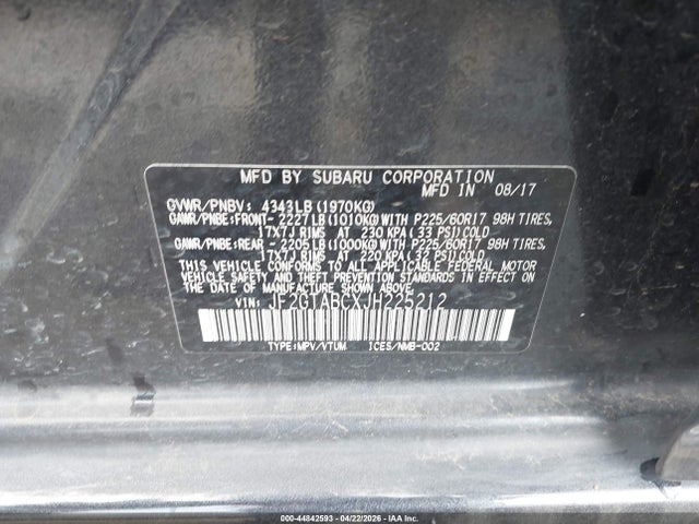 Продаж на аукціоні авто 2018 Subaru Crosstrek 2.0i Premium, vin: JF2GTABCXJH225212, номер лоту: 44842593