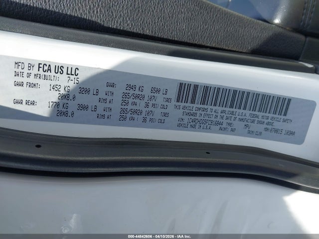 Продажа на аукционе авто 2015 Dodge Durango Limited, vin: 1C4RDHDG5FC916844, номер лота: 44842606