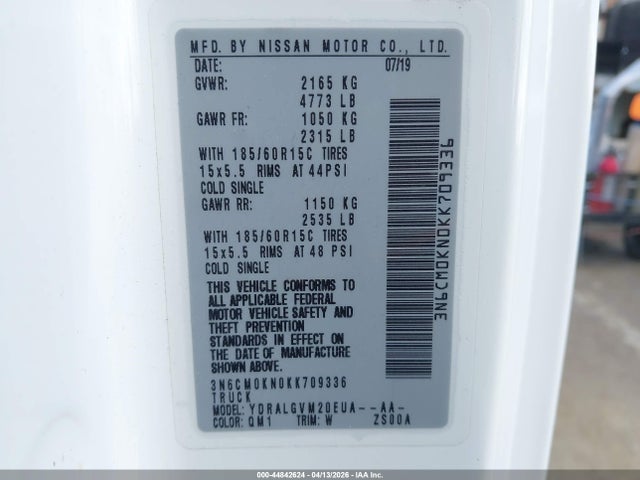 3N6CM0KN0KK709336 Nissan NV200 SV
