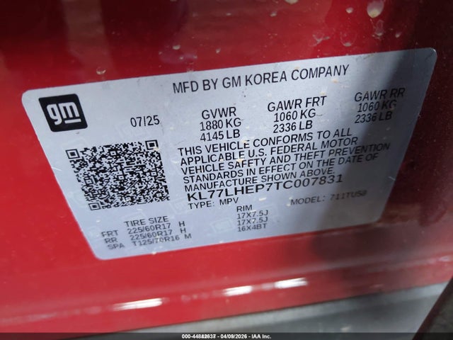 KL77LHEP7TC007831 Chevrolet Trax Fwd Lt