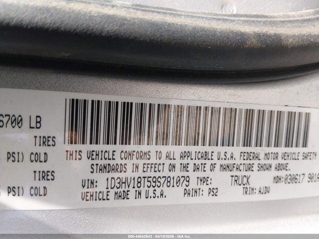 Продаж на аукціоні авто 2009 Dodge Ram 1500 Slt/sport/trx, vin: 1D3HV18T59S781079, номер лоту: 44842643