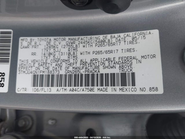 3TMJU4GN1FM188373 Toyota Tacoma Prerunner V6