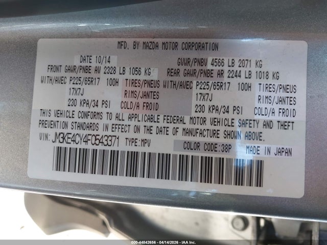 Aukcja sprzedaży 2015 Mazda Cx-5 Touring, vin: JM3KE4CY4F0543371, numer aukcji: 44842656