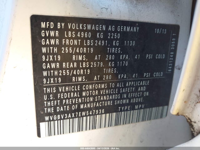 WVGBV3AX7EW547936 Volkswagen Tiguan R-line