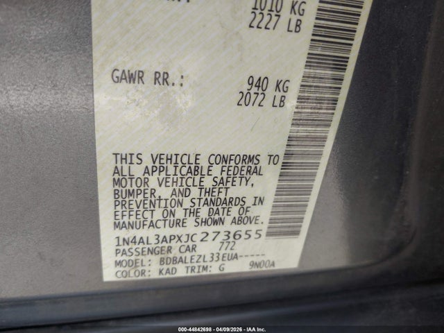 2018 NISSAN ALTIMA 1N4AL3APXJC273655 Photo 8