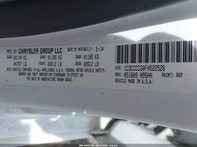 2015 Chrysler 200 C მანქანა იყიდება აუქციონზე, vin: 1C3CCCCG0FN522528, აუქციონის ნომერი: 44842706