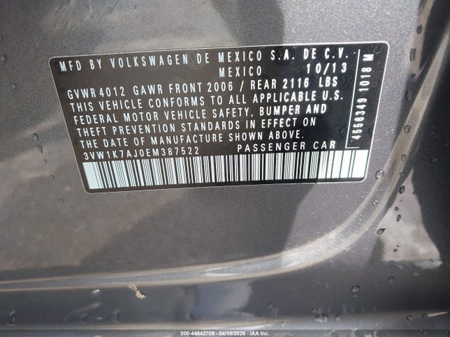 3VW1K7AJ0EM387522 Volkswagen Jetta 2.0l S