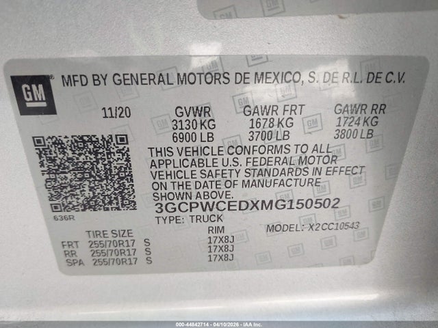 Aukcja sprzedaży 2021 Chevrolet Silverado 1500 2wd  Short Bed Lt, vin: 3GCPWCEDXMG150502, numer aukcji: 44842714