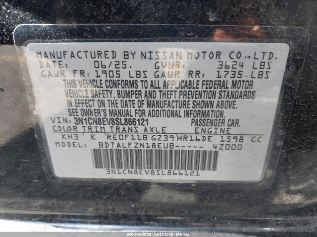 3N1CN8EV8SL866121 Nissan Versa 1.6 Sv