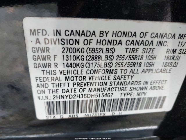 Продаж на аукціоні авто 2013 Acura Mdx Technology Package, vin: 2HNYD2H36DH515467, номер лоту: 44842751