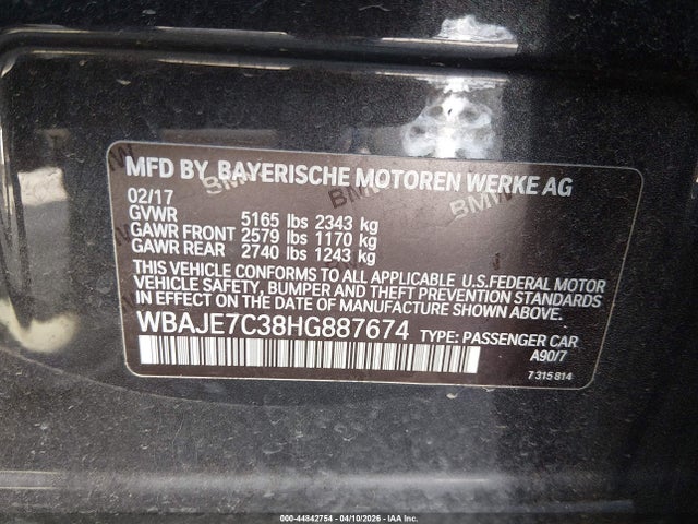 2017 BMW 540I WBAJE7C38HG887674 Photo 8