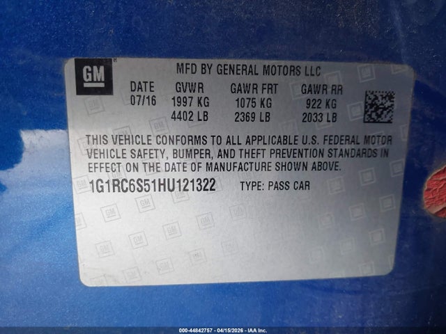 2017 CHEVROLET VOLT 1G1RC6S51HU121322 Photo 8