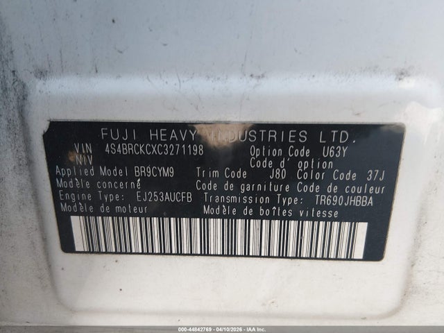 Продаж на аукціоні авто 2012 Subaru Outback 2.5i Limited, vin: 4S4BRCKCXC3271198, номер лоту: 44842769