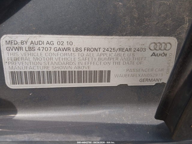 Продаж на аукціоні авто 2010 Audi A4 2.0t Premium, vin: WAUEFAFLXAN052913, номер лоту: 44842780